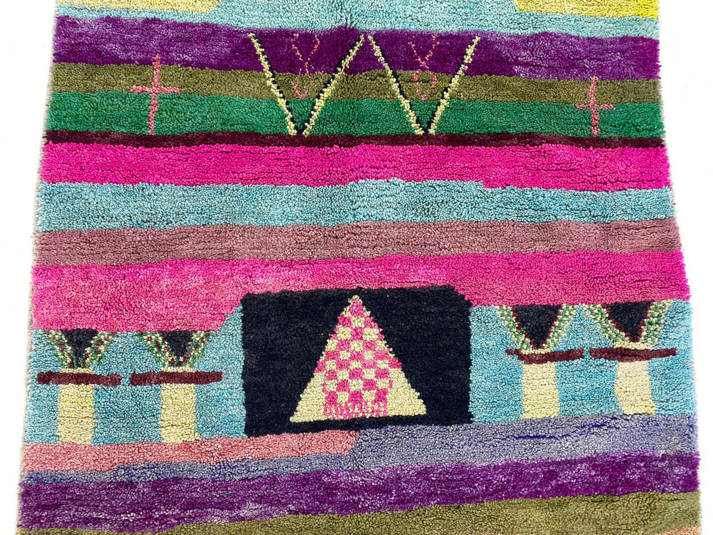 Unique Handmade Berber Moroccan Rug, Artisan hand-knotted Wool Rug.