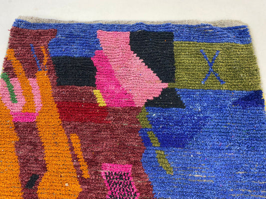 Vibrant Moroccan Handmade Wool Rug, Colorful Boho Area Rug.