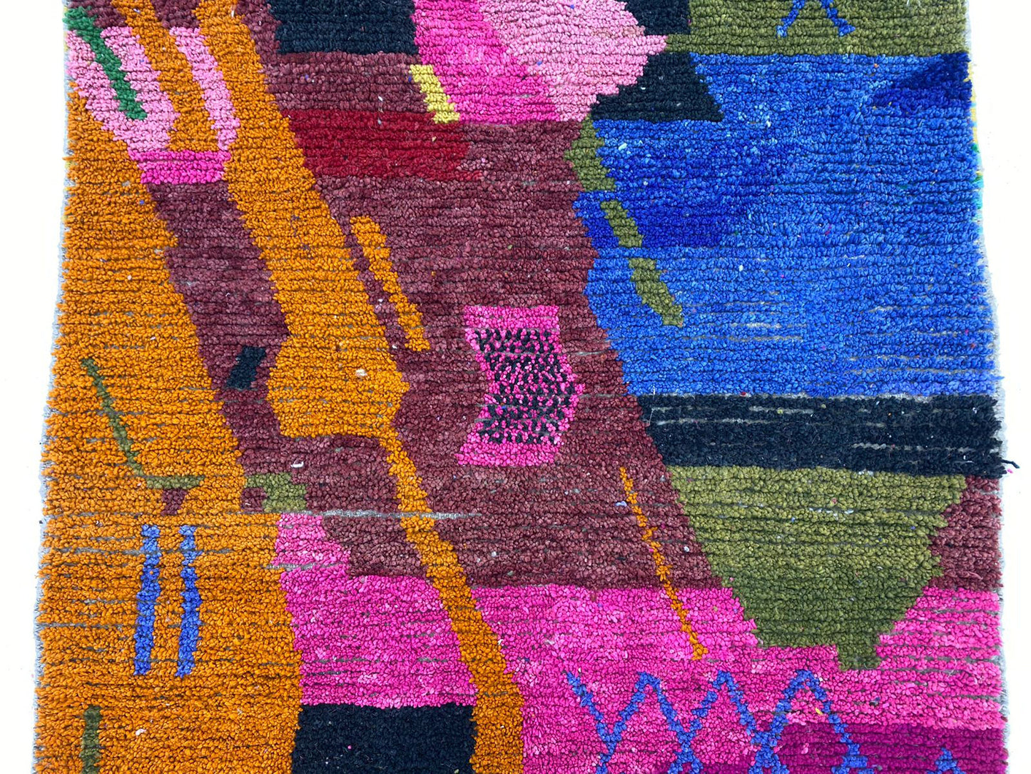 Vibrant Moroccan Handmade Wool Rug, Colorful Boho Area Rug.