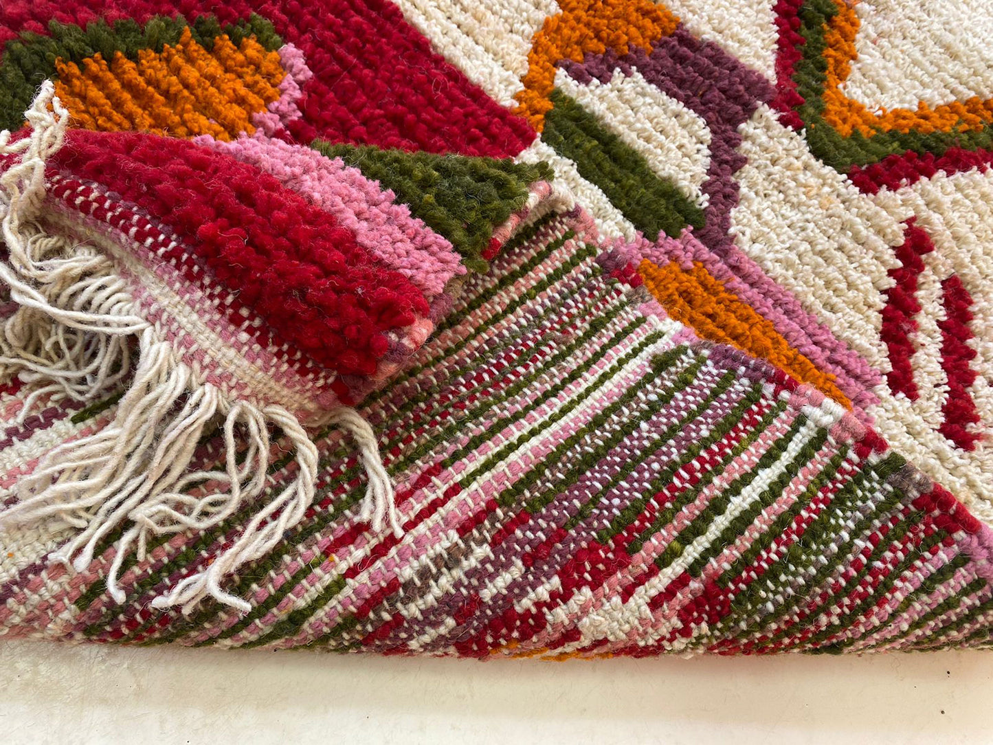 Vibrant Custom Handwoven Moroccan Runner, Colorful Berber Wool Hallway Runner.