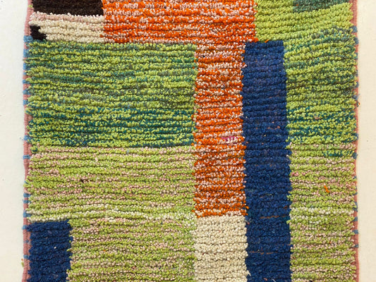 Tapis de couloir berbère en laine fait main, tapis de couloir marocain coloré pour couloir.