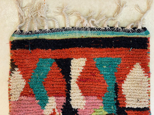 Tapis de couloir berbère en laine fait main, tapis de couloir marocain coloré pour couloir.