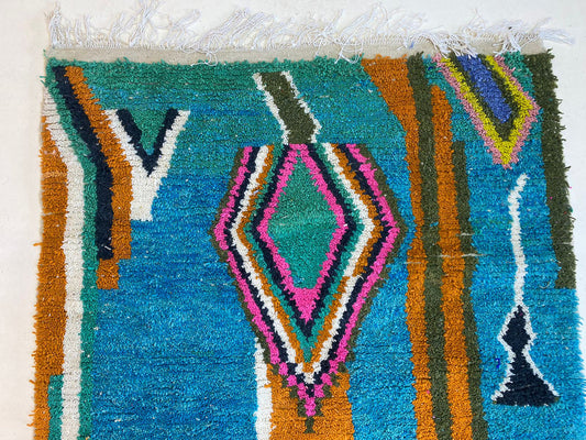 One of a Kind Custom Berber Wool Rug, Colorful Handwoven Moroccan Area Rug.