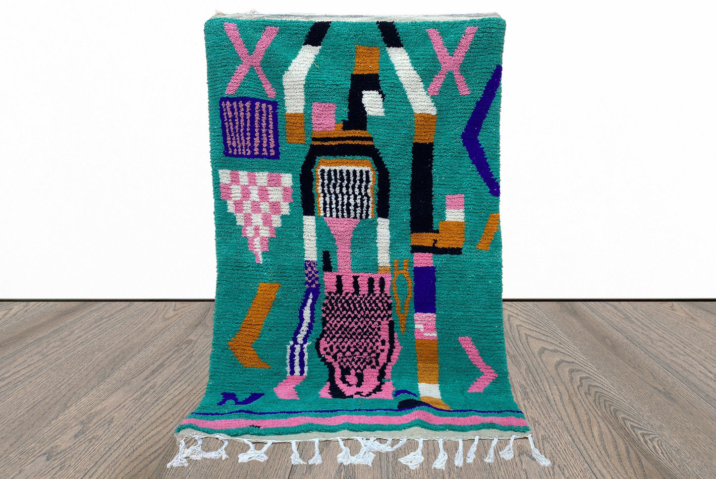 Vibrant Custom Berber Wool Rug, Colorful Handwoven Moroccan Area Rug.