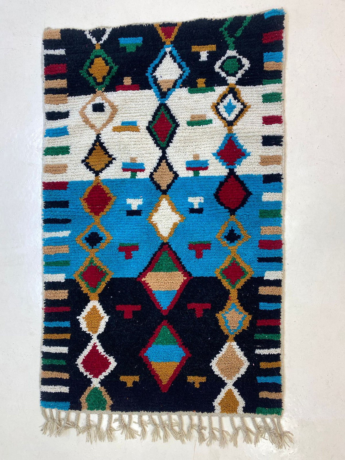 Handwoven Moroccan Berber Area Rug, Custom Colorful Wool Rug.