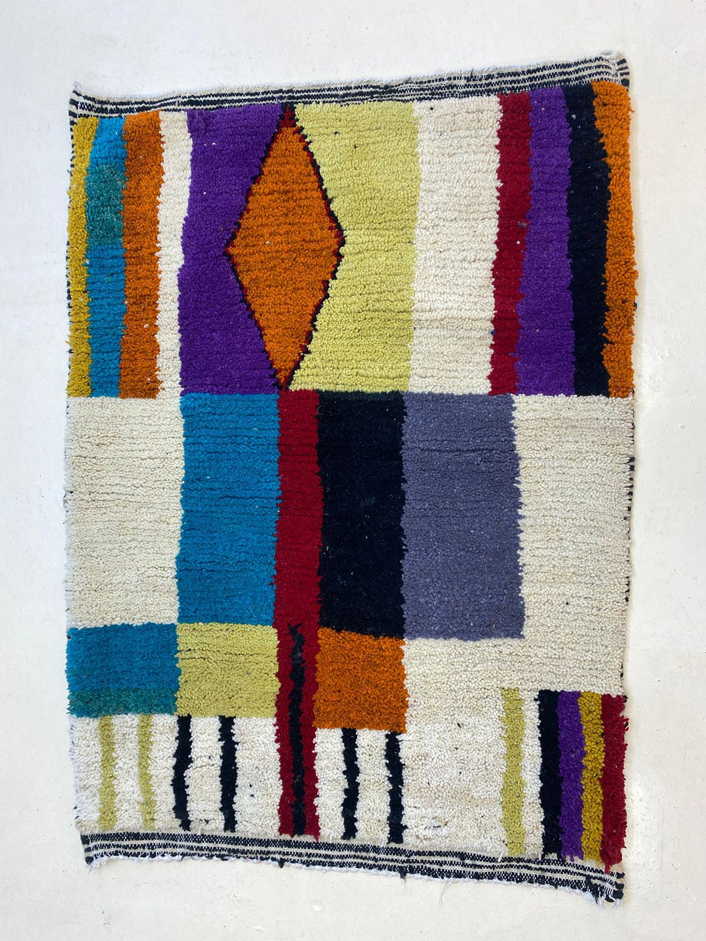 Unique Handmade Moroccan Rug, Custom Colorful Berber Design Rug.