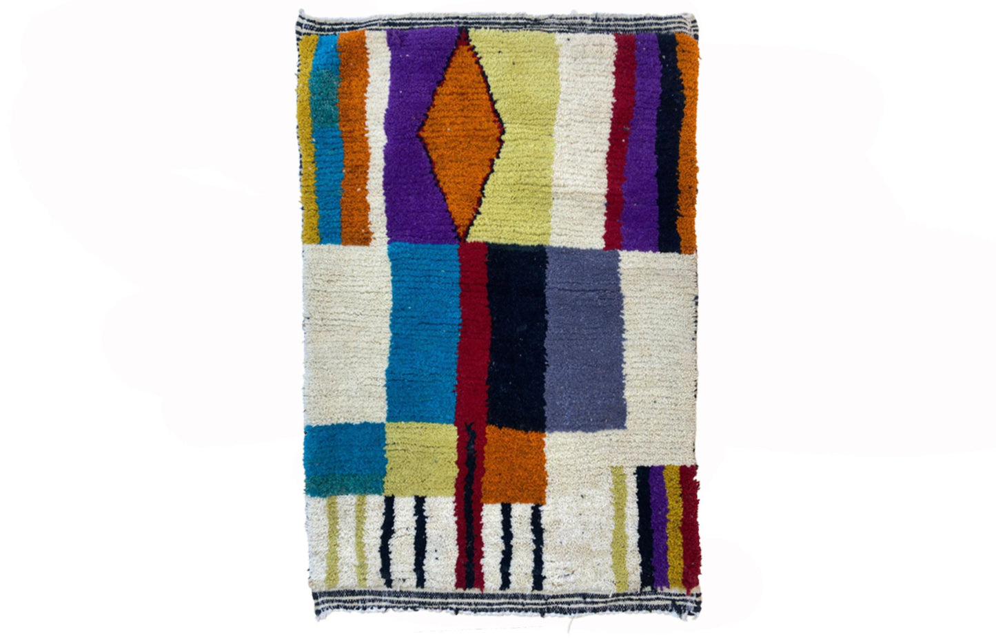 Unique Handmade Moroccan Rug, Custom Colorful Berber Design Rug.