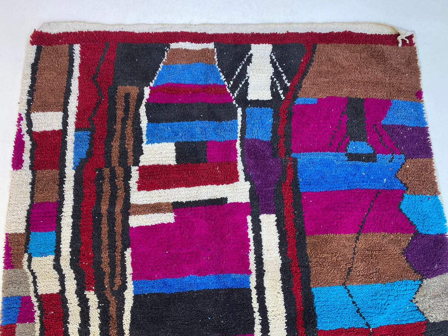 Vibrant Handmade Berber Rug, Moroccan Colorful Bohemian Area Rug.