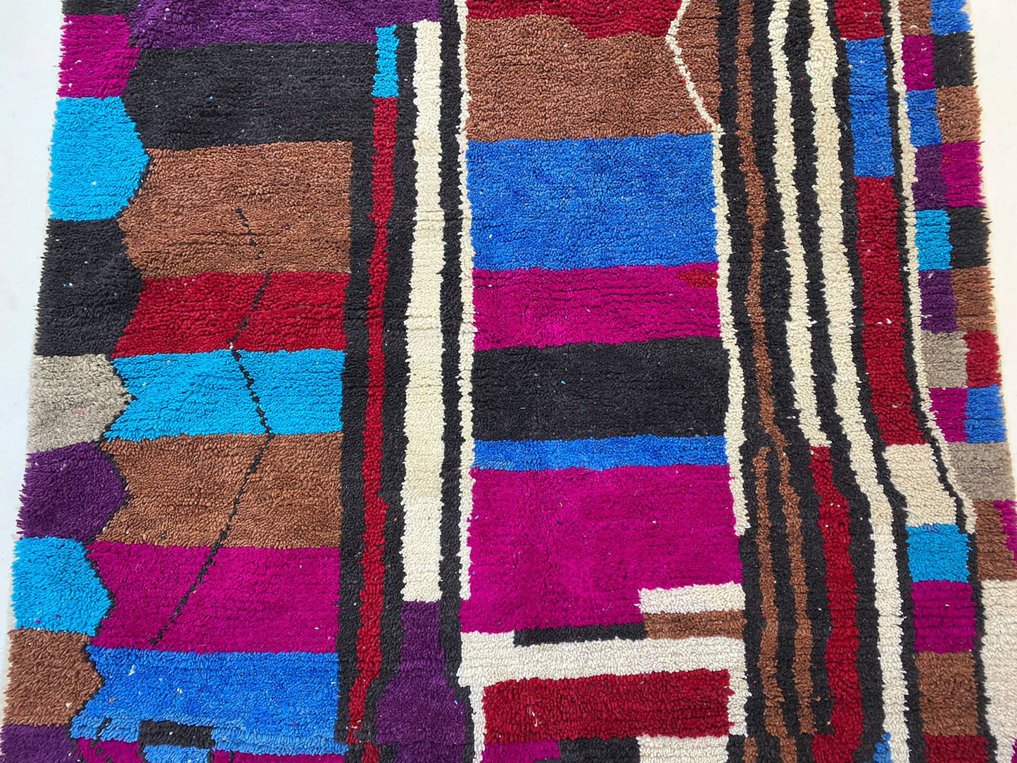 Vibrant Handmade Berber Rug, Moroccan Colorful Bohemian Area Rug.
