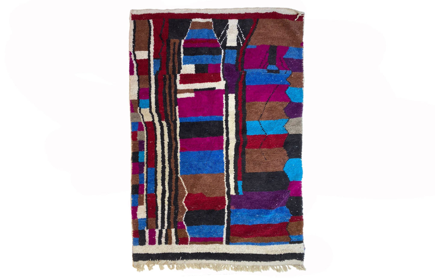 Vibrant Handmade Berber Rug, Moroccan Colorful Bohemian Area Rug.