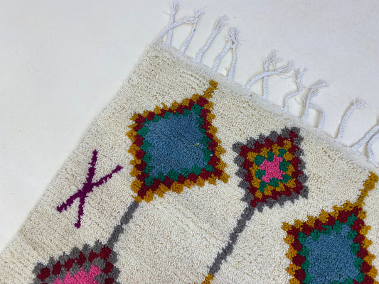 Handwoven Moroccan Berber Rug, Custom Colorful Diamond Design for Your Living Room.