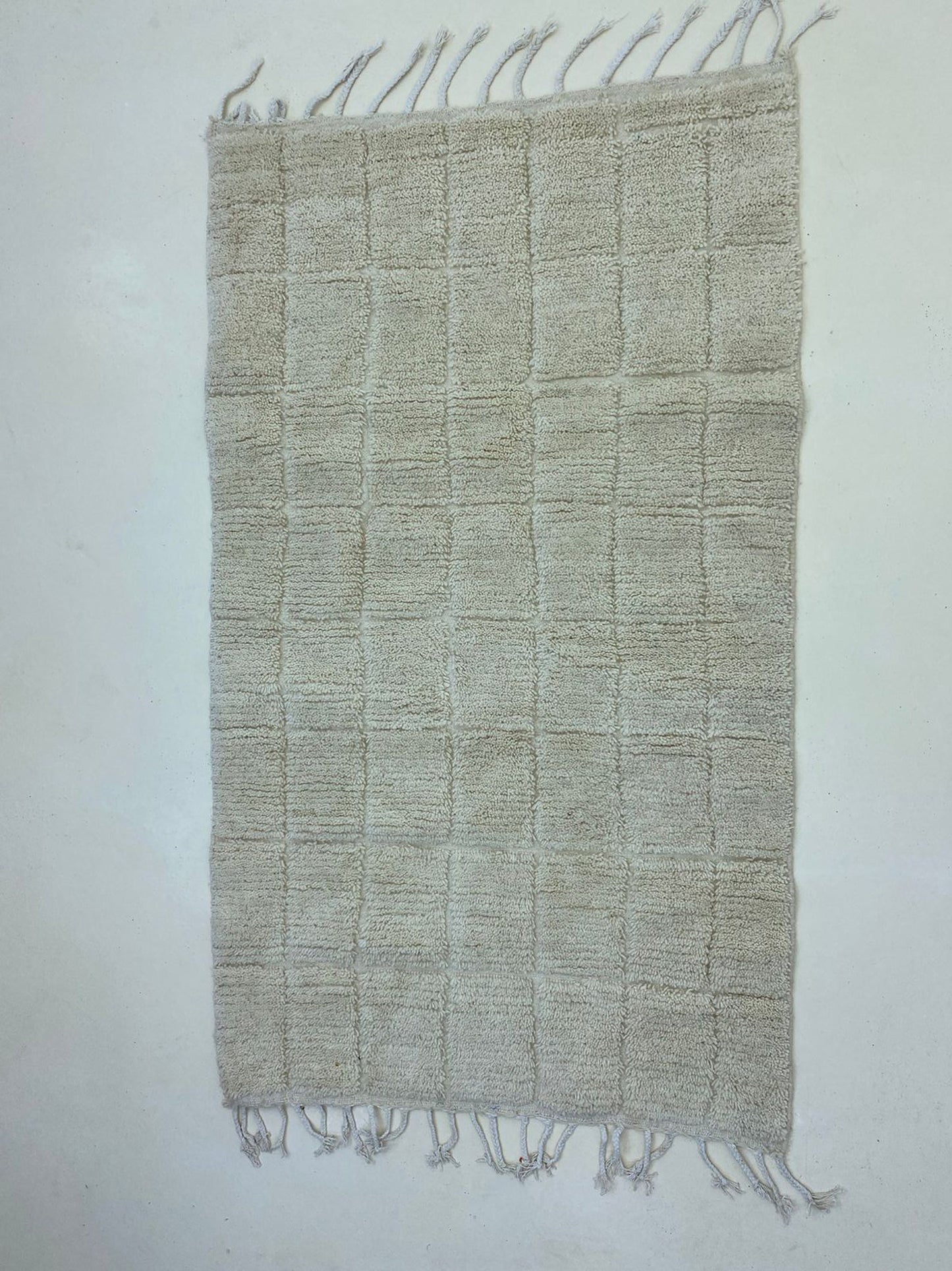 Handwoven Moroccan Berber Rug in Light Gray with Fringe, Unique Handmade Berber Rug, Home Decor Rug.