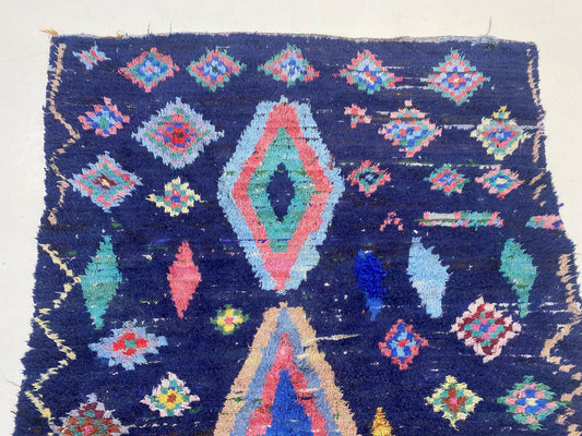 Vintage Moroccan Wool 5x8.5 Rug, Multicolor Diamond Area Rug.
