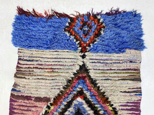 Narrow Berber Moroccan 3x9 Rug Runner, Long Worn Diamond Runner Rug.