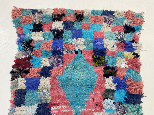 Narrow Checkered colorful 3x9 runner Rugs, hallway vintage runner rug.