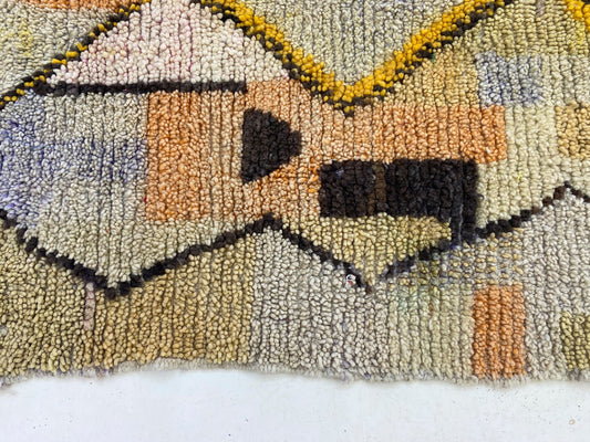 Tapis de couloir berbère marocain vintage coloré 3x7, tapis de style bohème unique.