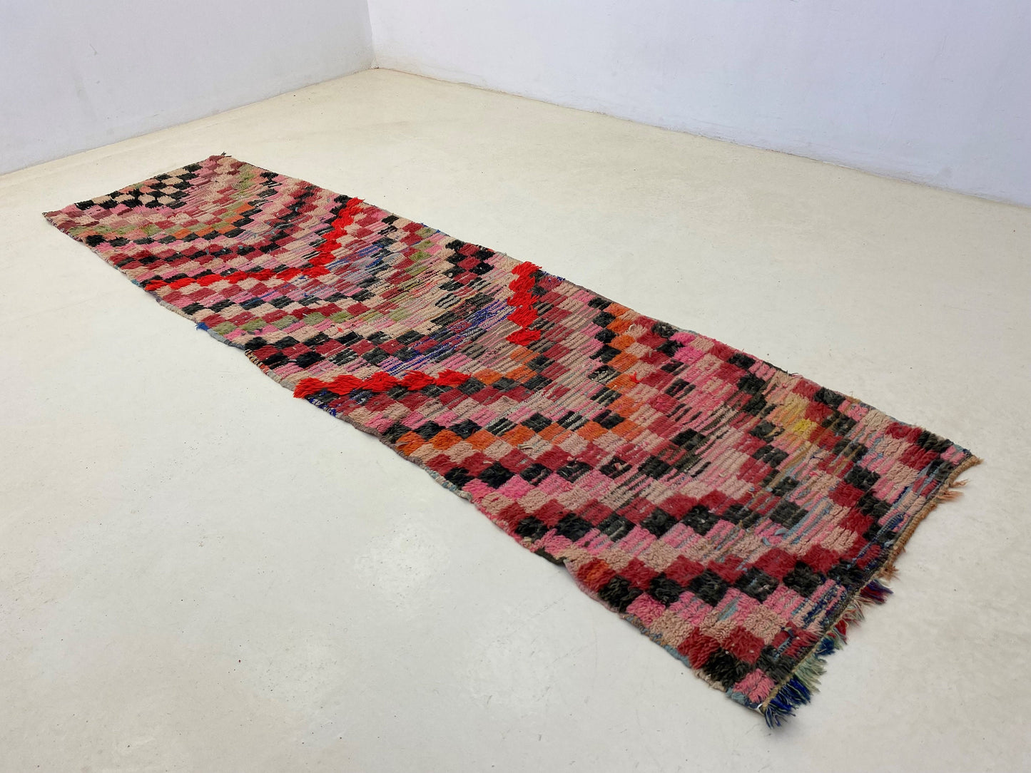 Tapis de couloir marocain à carreaux colorés 3x9.