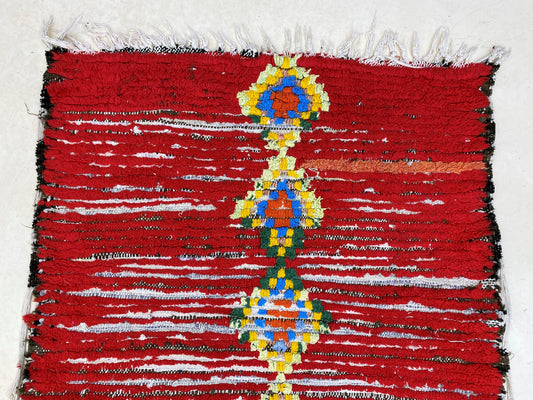 Long Moroccan Diamond red 3x10 runner rug.