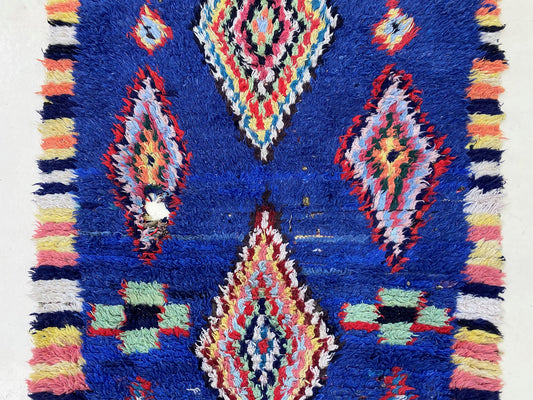 Tapis de couloir marocain coloré 3x7, style bohème vintage.