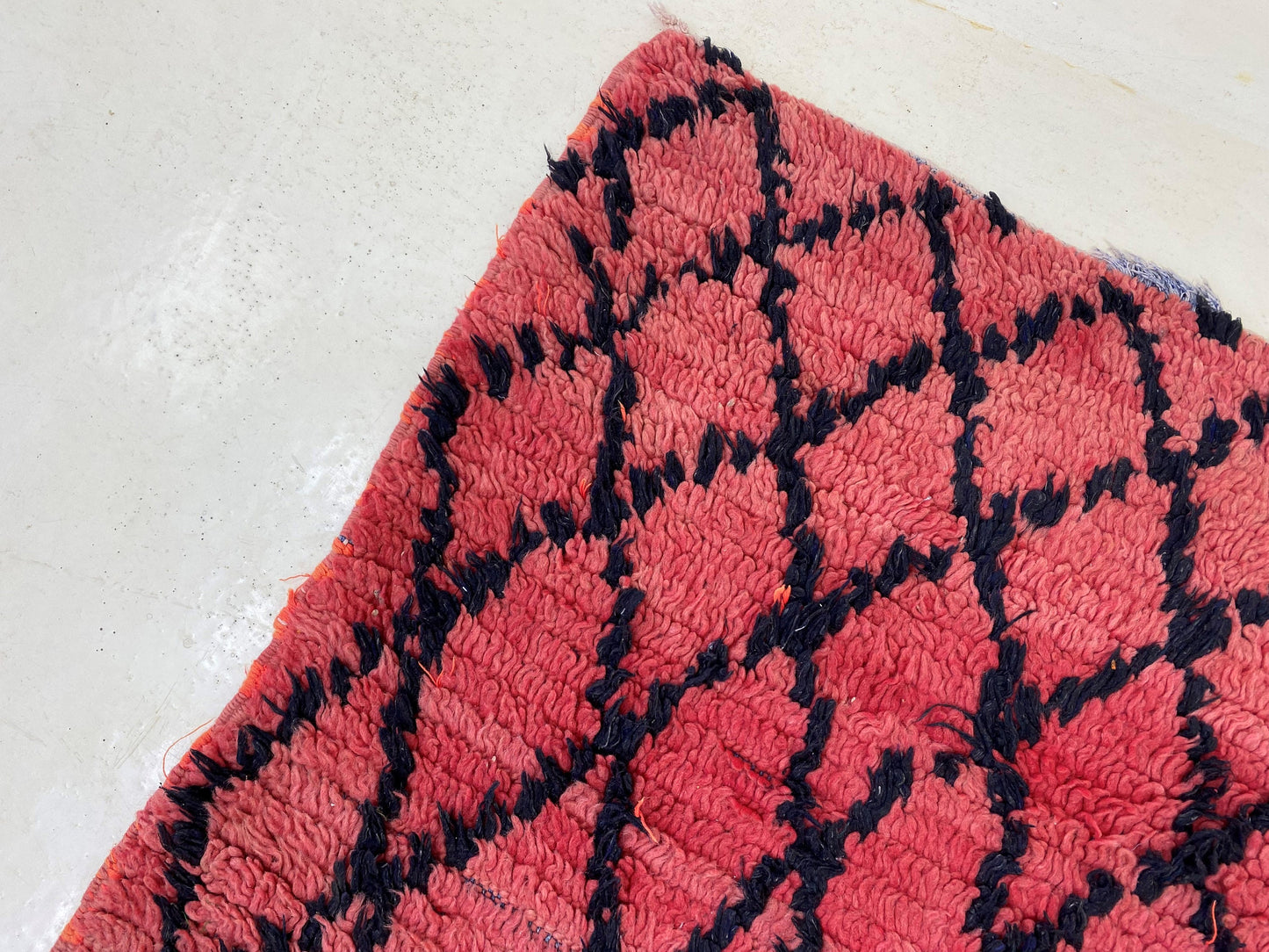 Extra Long vintage red diamond runner rug.