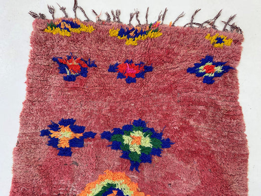 3x7 Vintage Moroccan Runner Rug, Berber Design.