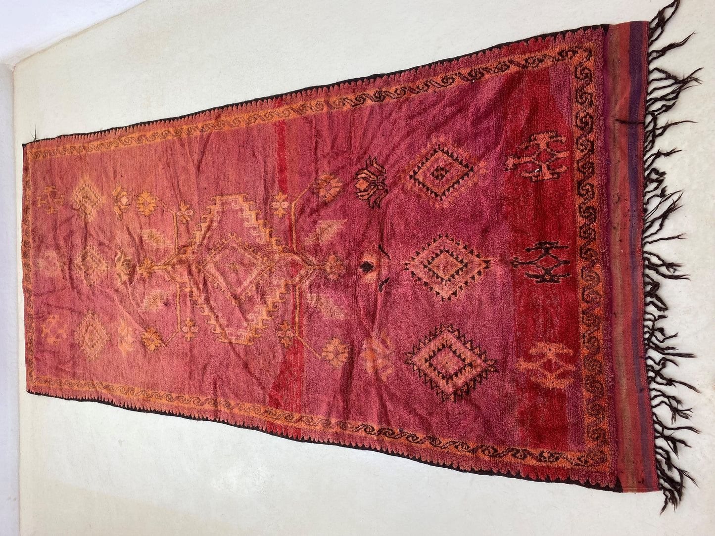 6x13 Moroccan Runner Rug, Used Vintage Textile.