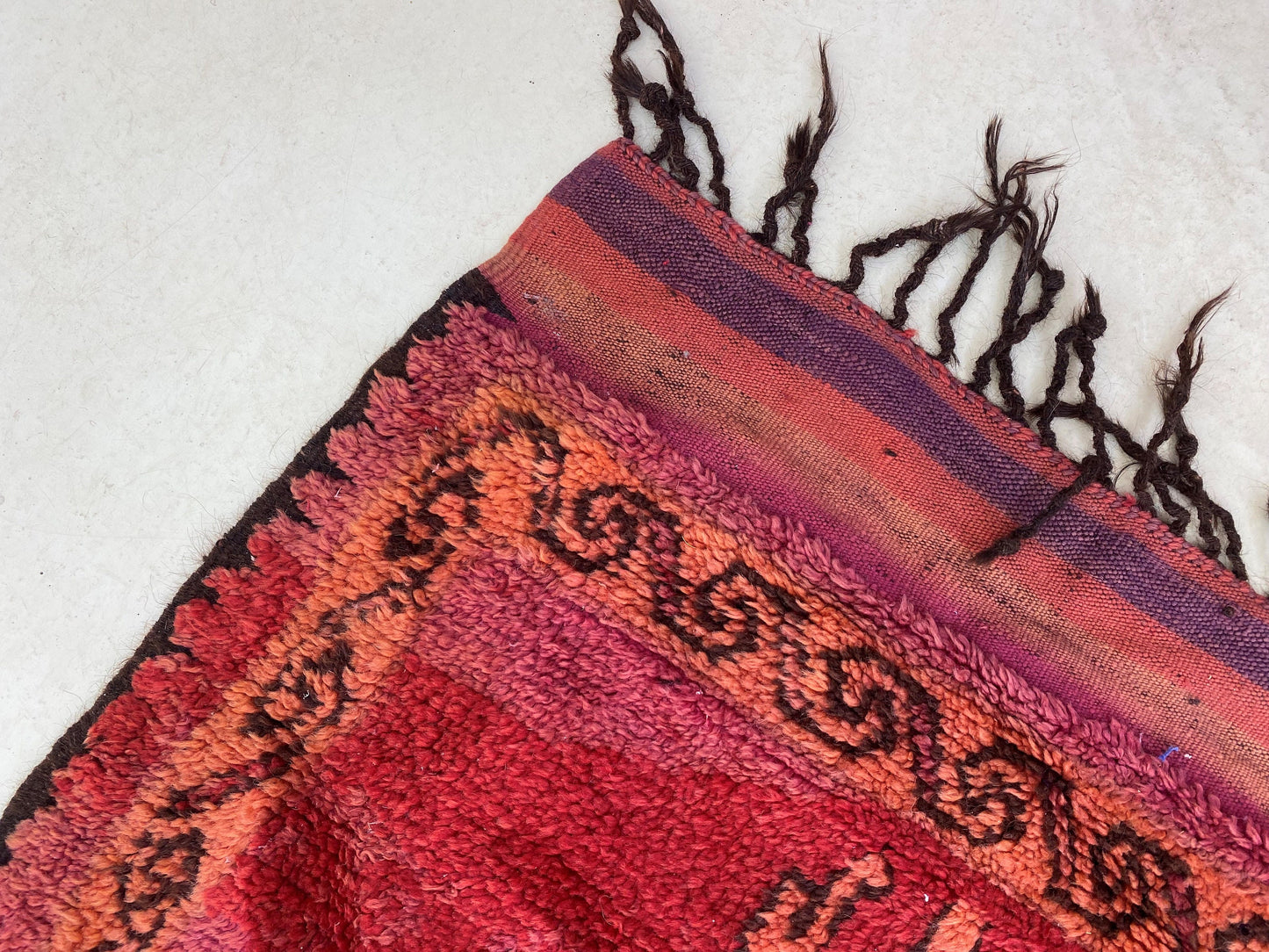 6x13 Moroccan Runner Rug, Used Vintage Textile.