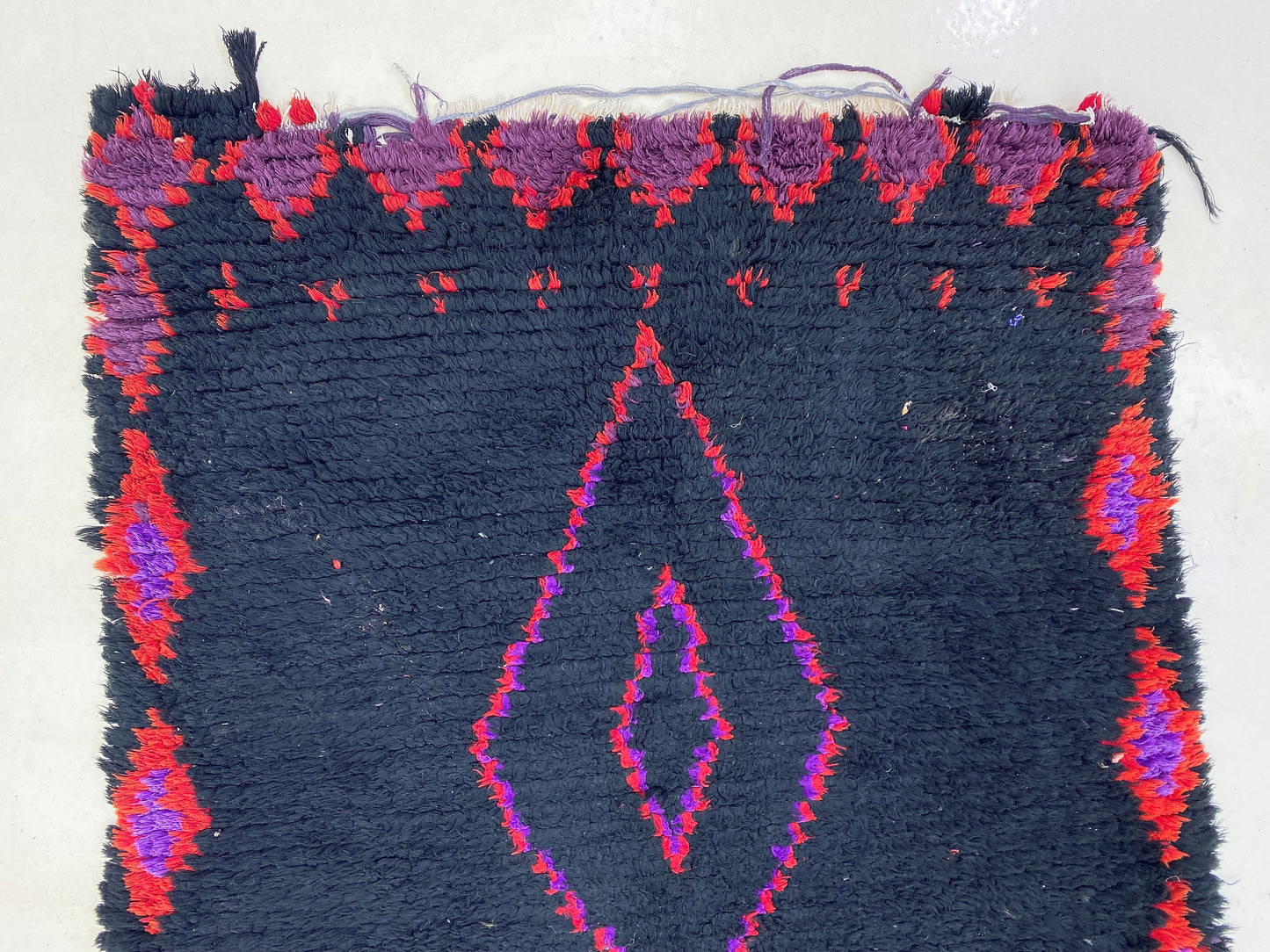 Tapis de couloir marocain vintage à motifs de diamants 3x7.