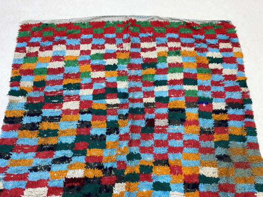 6x8 Checkered Large Vintage Moroccan Area Rug, Unique Home Decor.