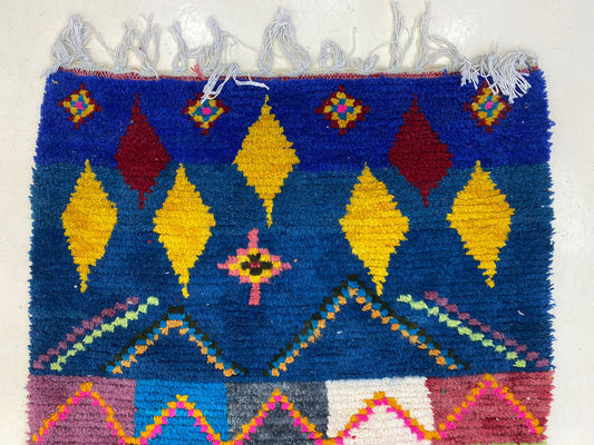 One-of-a-Kind Moroccan Berber Rug, Hand-Knotted Custom Area Rug with Colorful Design.