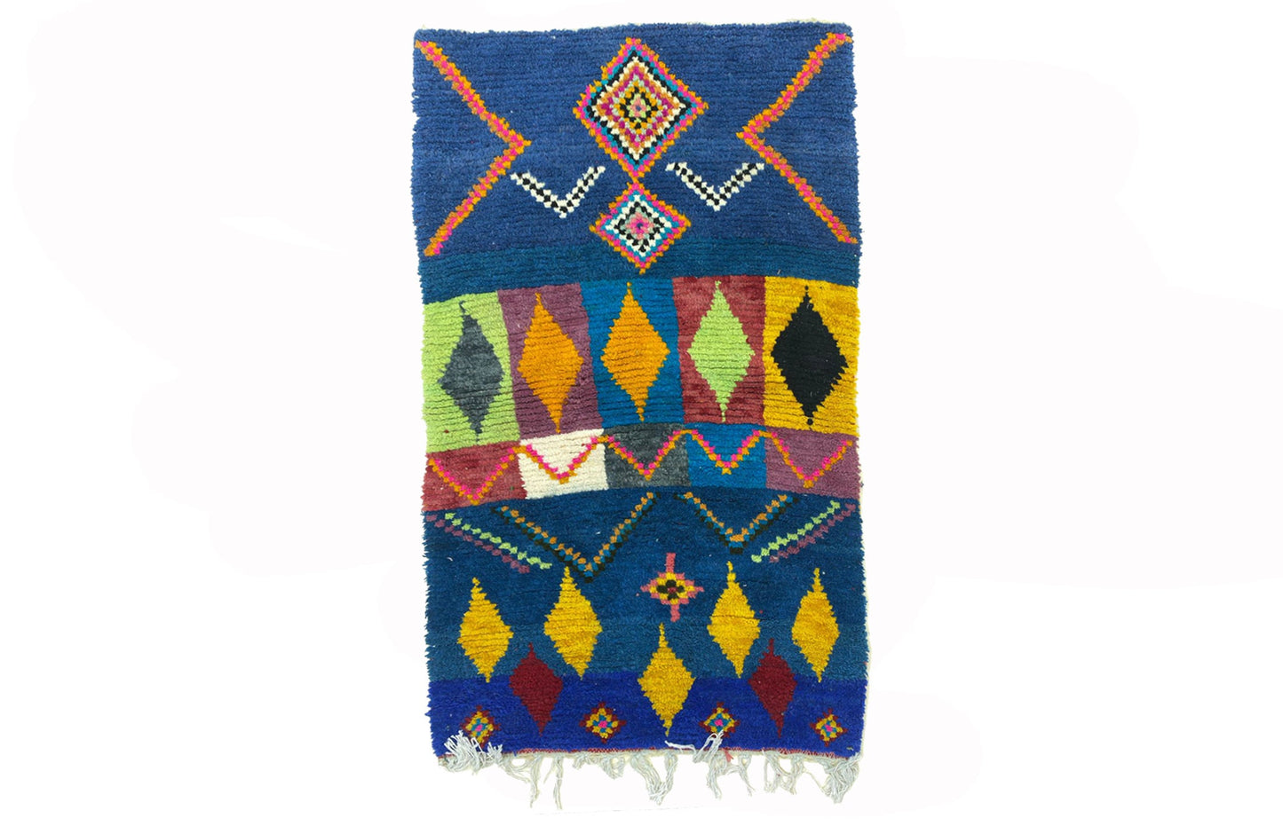 One-of-a-Kind Moroccan Berber Rug, Hand-Knotted Custom Area Rug with Colorful Design.