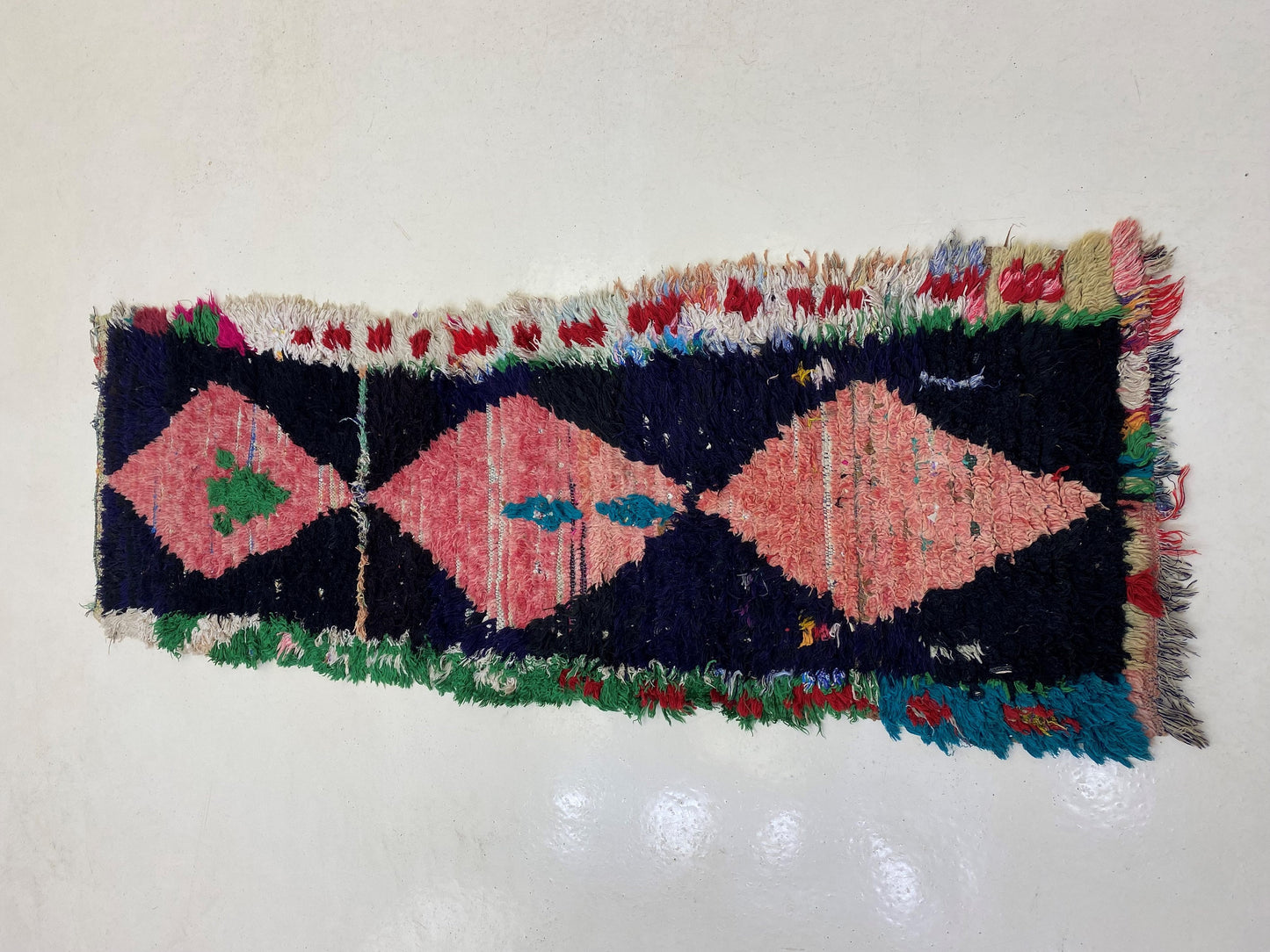 3x7 Moroccan Berber Rug, Unique Diamond Pattern.