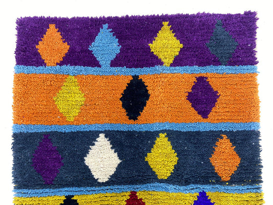 Vibrant Moroccan Berber Handmade Area Rug, Made to Order Custom Colorful Design.