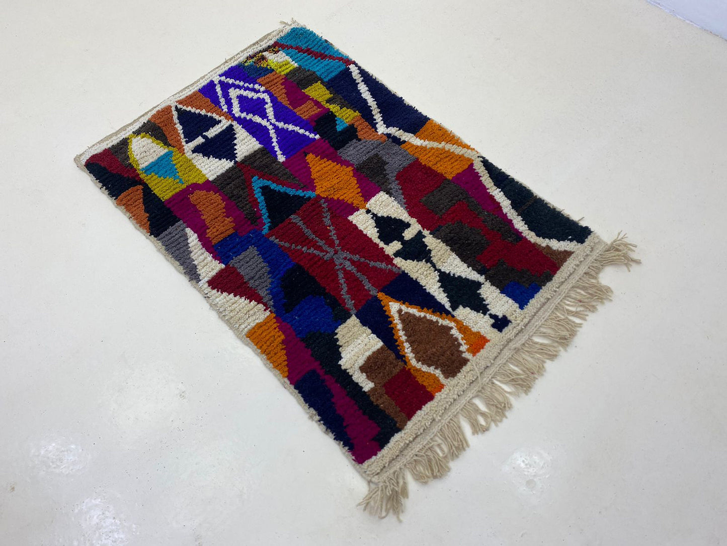 Vibrant Moroccan Hand Knotted Custom Rug, Colorful Boho Home Decor.