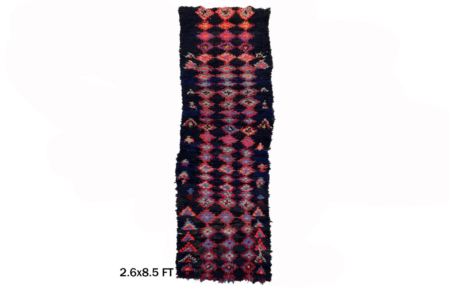 3x9 Moroccan Rug, Diamond Vintage Runner Rug.