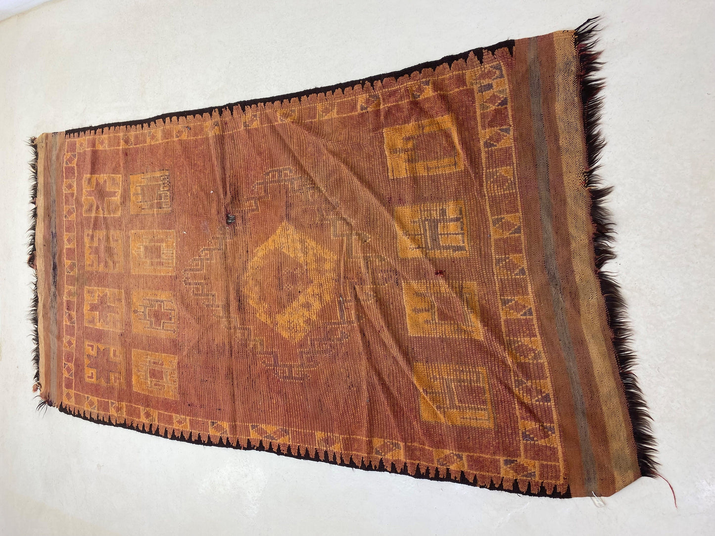 5x11 Unique Moroccan Wool Area Rug, Vintage Design.