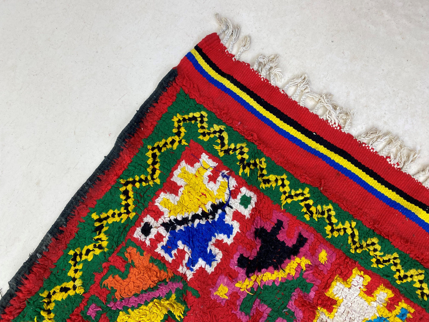6x12 Wool Moroccan Area Rug, Vintage Colorful Design.