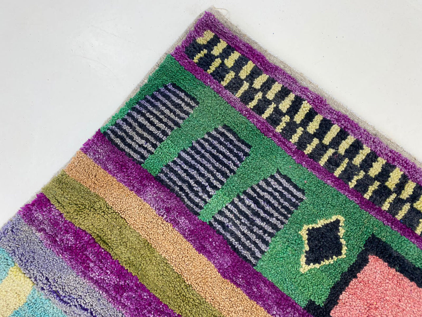 Unique Handmade Berber Moroccan Rug, Artisan hand-knotted Wool Rug.