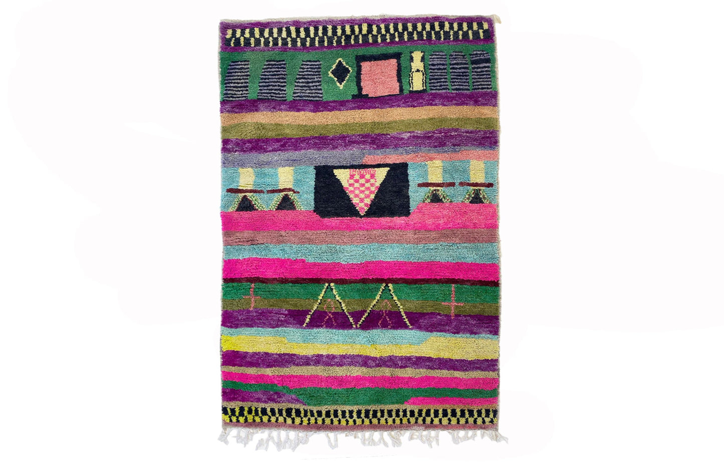 Unique Handmade Berber Moroccan Rug, Artisan hand-knotted Wool Rug.