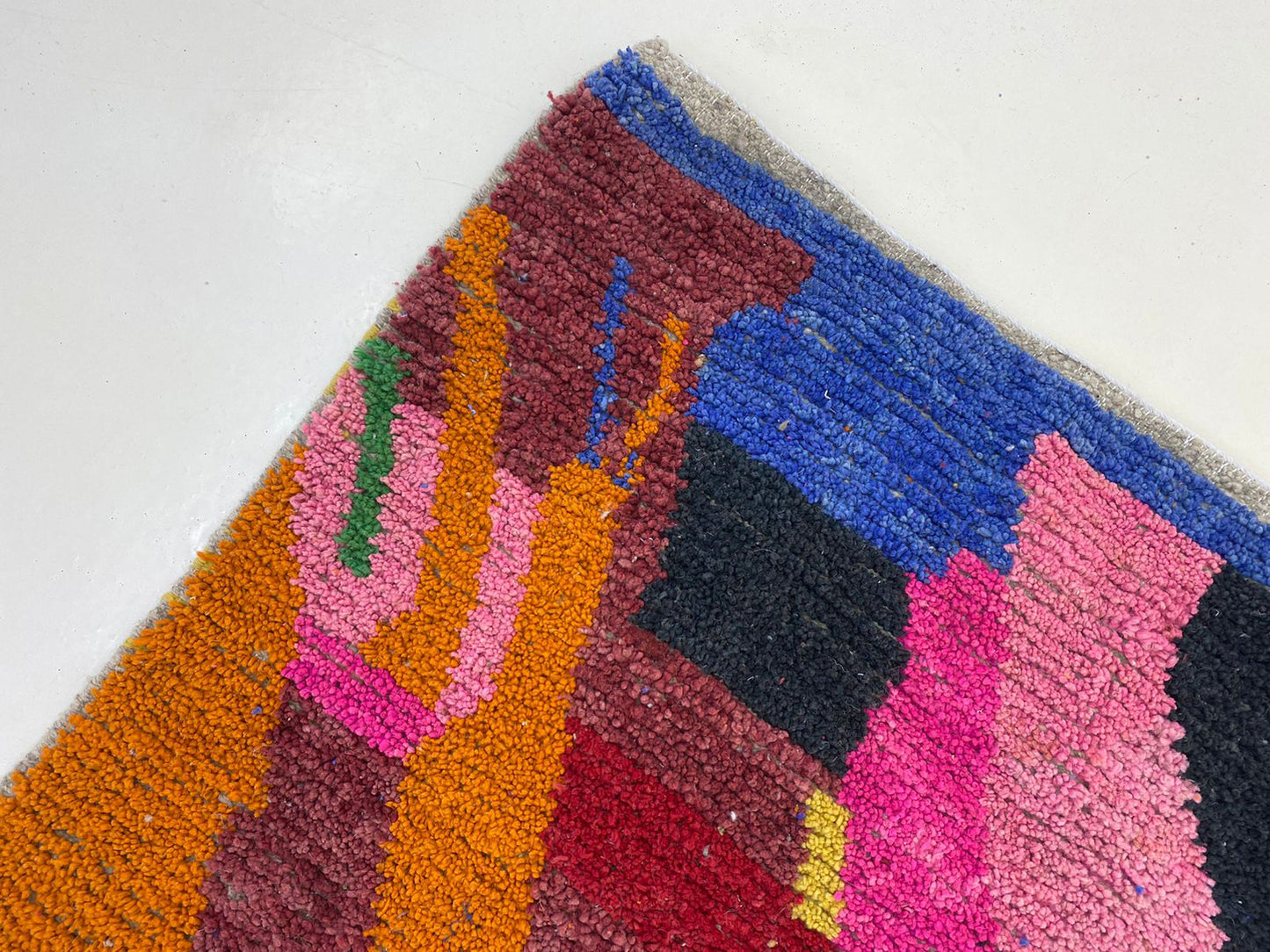 Vibrant Moroccan Handmade Wool Rug, Colorful Boho Area Rug.