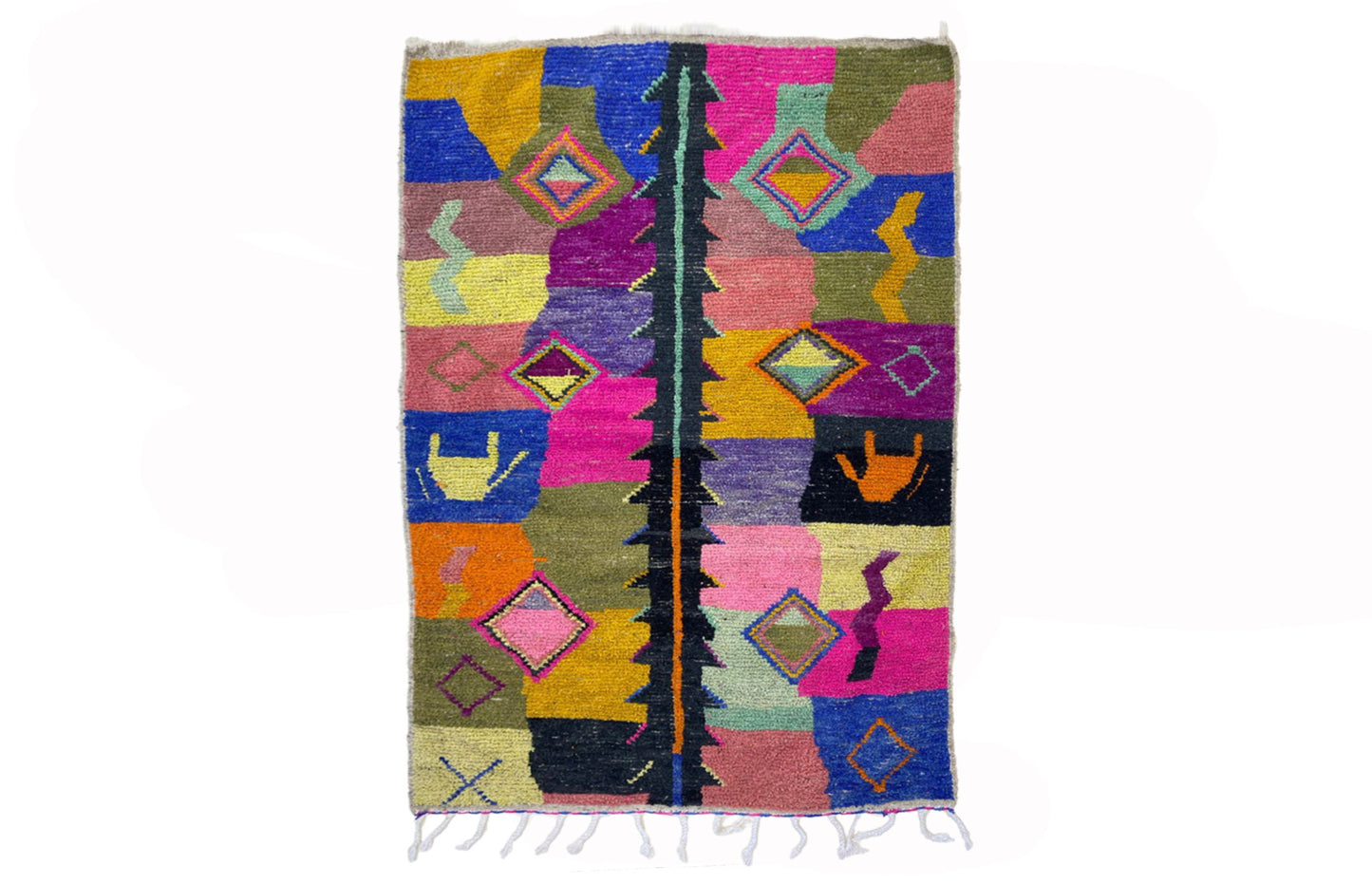 Moroccan rug,Hand Knotted Wool Berber Area Rug, Vibrant Custom Kitchen Rug.