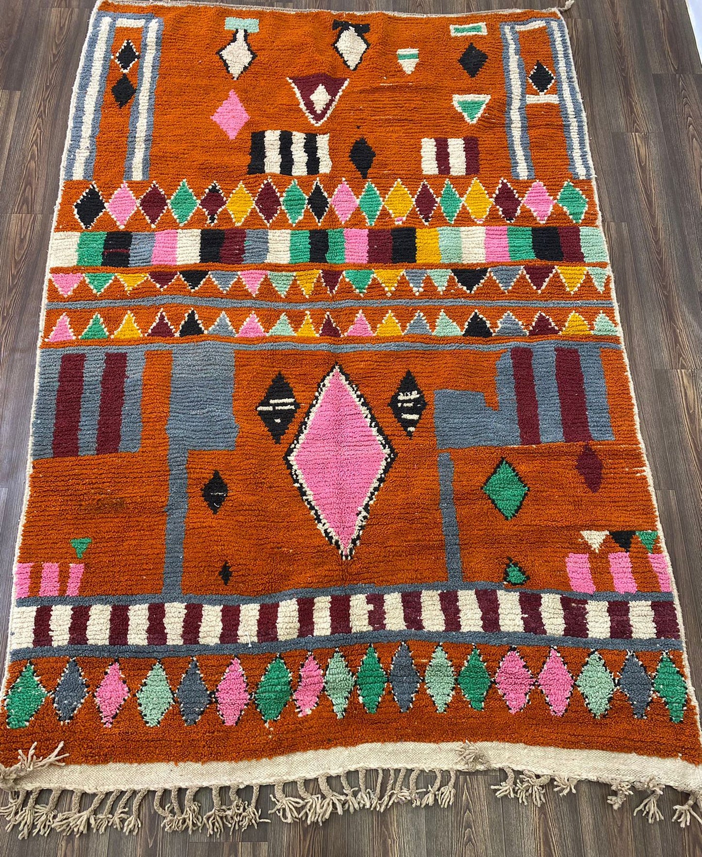 Handmade Vibrant Moroccan Custom Rug, Colorful Boho Rug for Living Room.