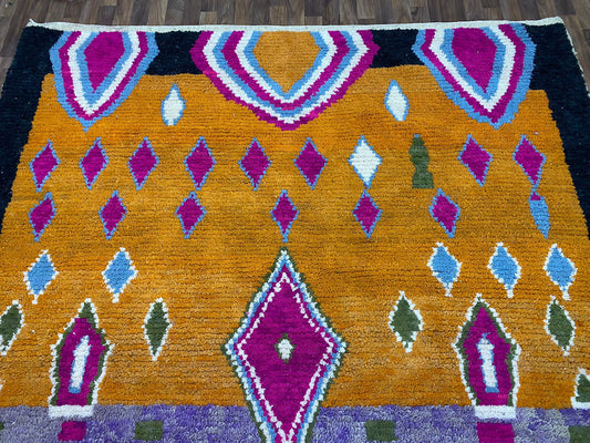 Moroccan Berber Hand-Knotted Colorful Area Rug, Custom Unique area Rug.