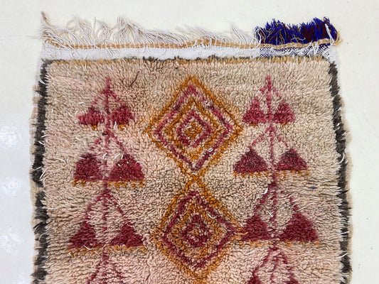 3x7 Moroccan Vintage Used Runner Rug, Boho Home Decor.