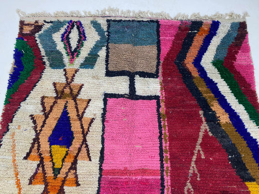 Moroccan Berber Hand Knotted Rug, Cozy Wool Home Decor.
