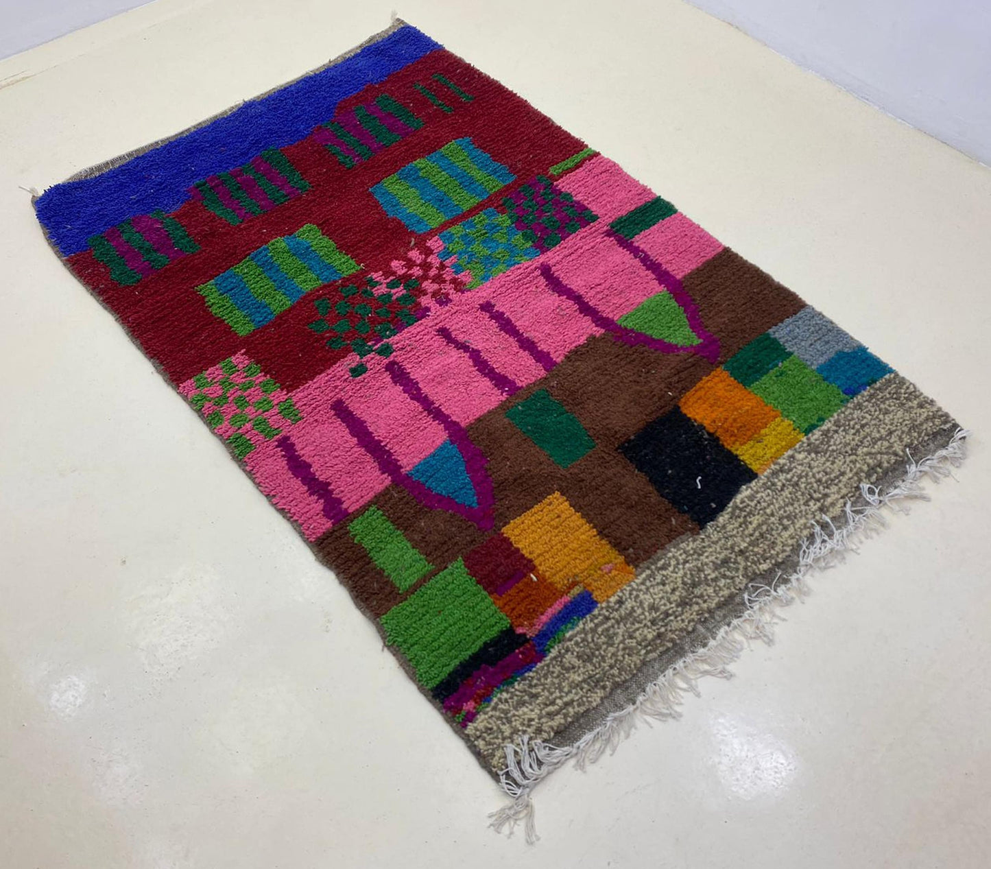 Moroccan Home Decor Rug, Bohemian Hand Knotted Wool Rug.