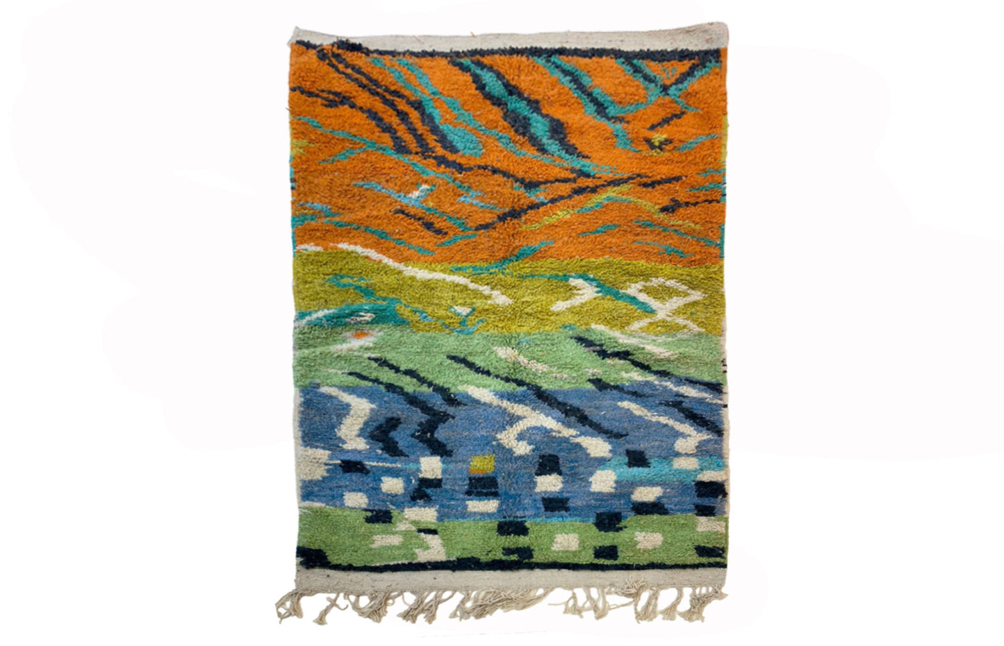 Tapis marocain en laine coloré fait main, tapis berbère personnalisé pour le salon.