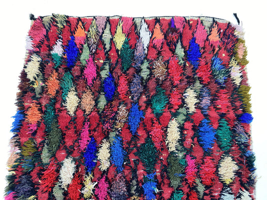 5x8 Vintage Moroccan Area Rug with Intricate Diamond Pattern, Bohemian Home Rug