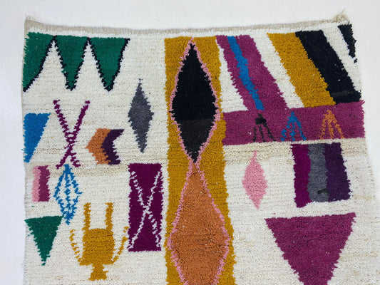 Handmade Colorful Living Room Area Rug, Custom Wool Moroccan Berber Rug.