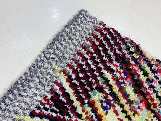 5x5 Colorful Moroccan Vintage Rug, Eclectic Artisanal Textile.